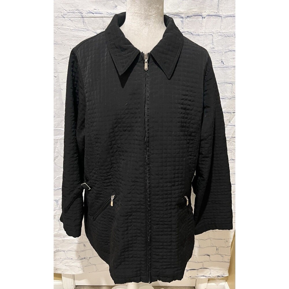 Willow Lane Women's Black Long Sleeve Pockets Quilted Mid-Length Coat Large